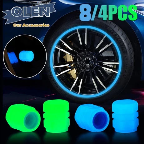 Car & Bike Glow Radium Tire Air Valve Caps for Cars & Motorcycles