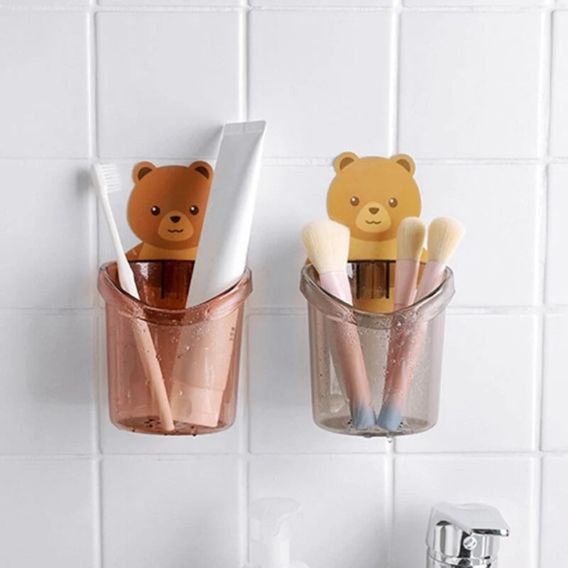 Cute Bear Toothbrush Holder Storage Rack Bathroom
