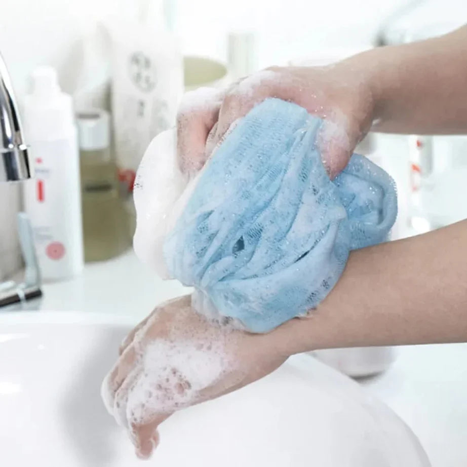 3 Pcs Shower & Bath Kit with Gloves Brush Shower Ball & Back Scrubber
