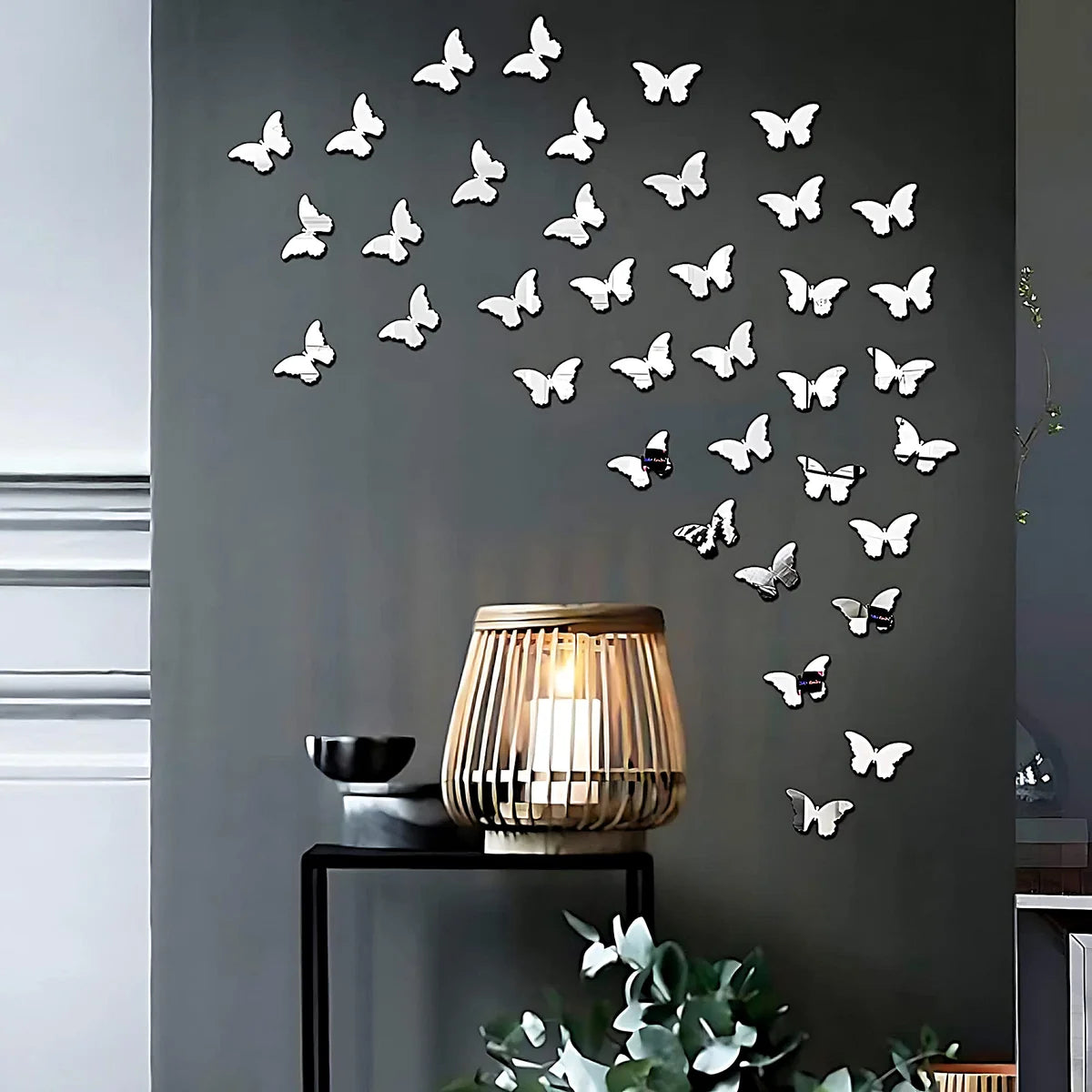 3D Acrylic Mirror Butterfly Self Adhesive Wall Sticker Set