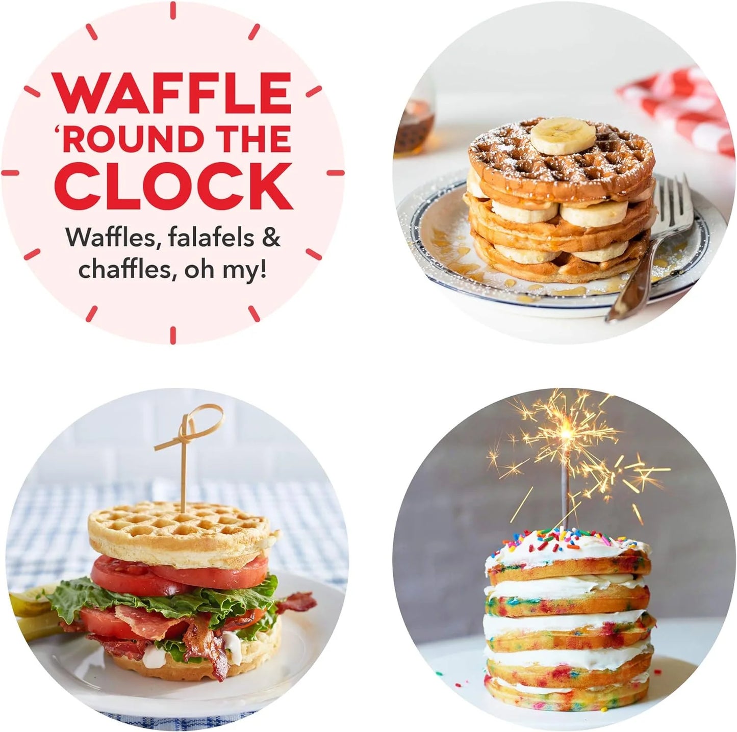 Mini Waffles Maker with Easy to Clean and Non-Stick Surfaces in 4 Inch