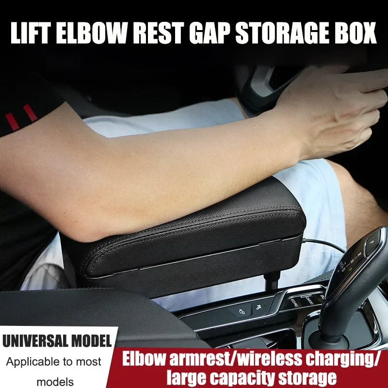 Car Driving Elbow Rest, Armrest Box, Wireless Charging Storage Box, Car Seat Gap Storage Storage Box