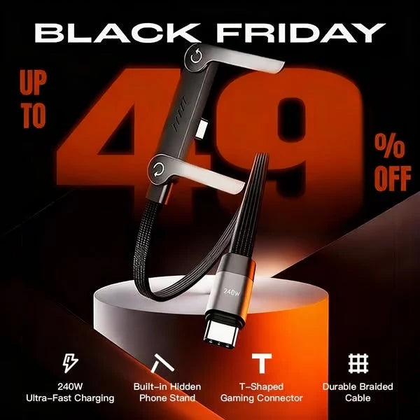 2-in-1 Fast Charging Cable with Phone Stand