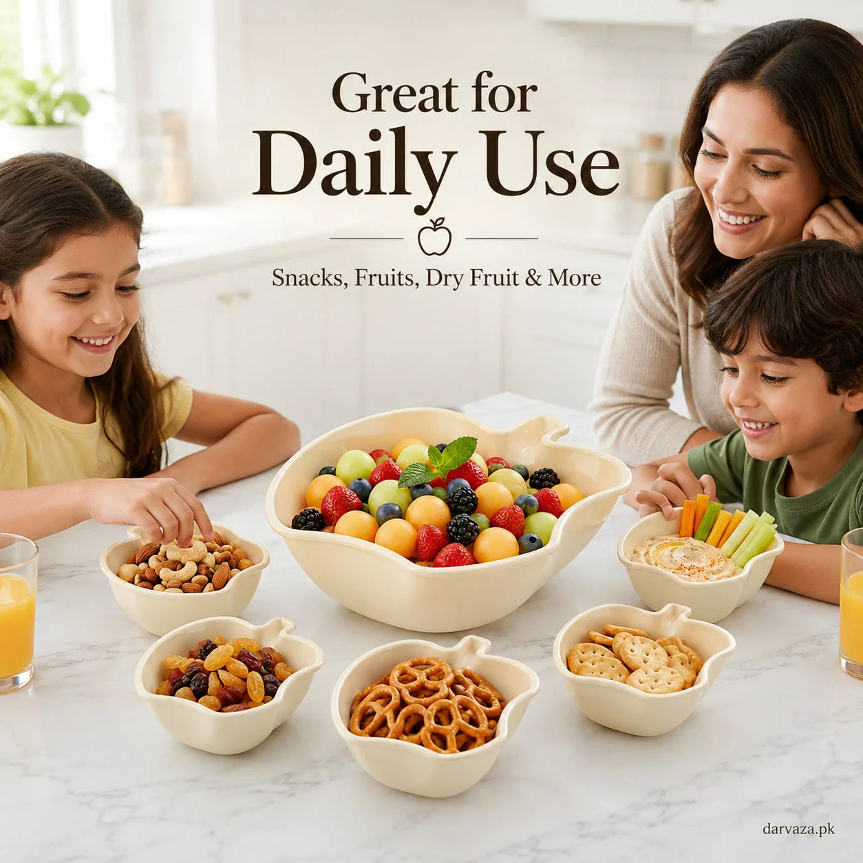 Apple Bowl Set 7 in 1 – Premium Serving Bowls for Snacks, Fruits & Dips