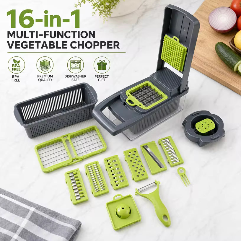 16-in-1 Vegetable Chopper – Slice, Dice & Julienne