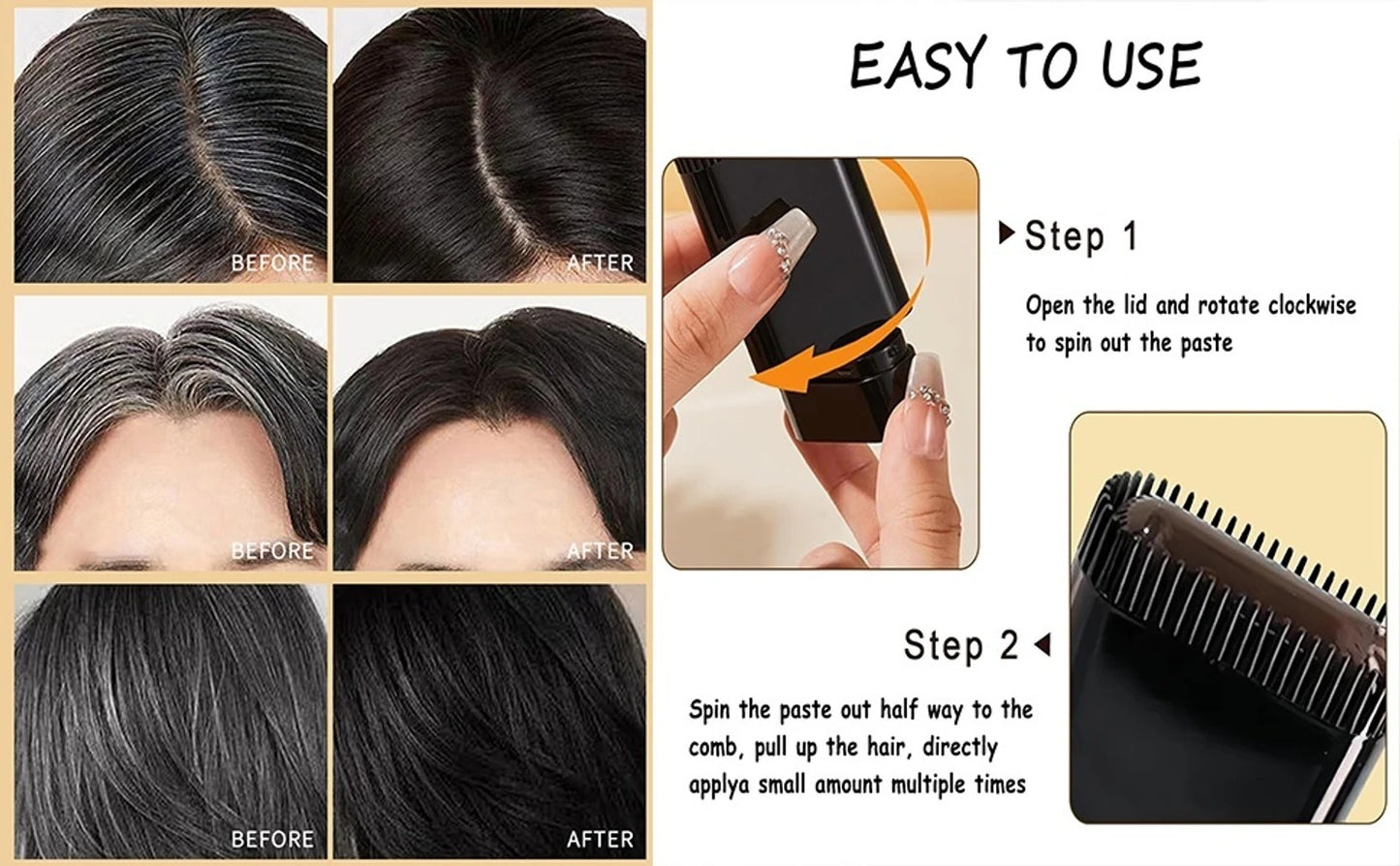 Hair Color Touch-Up Stick – Instant Gray Root Concealer for Women & Men (20g)