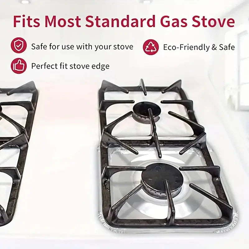 (Pack of 10) Disposable Oil Resistant and Heat Proof Aluminum Covers for Gas Stove Burners