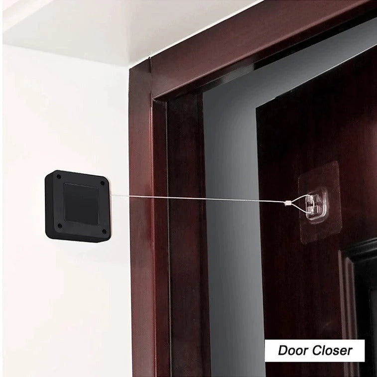 Portable Automatic Stainless Steel Door Closer Multifunctional Punch-Free Sensor Door Closer with Drawstring