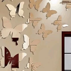 3D Acrylic Mirror Butterfly Self Adhesive Wall Sticker Set