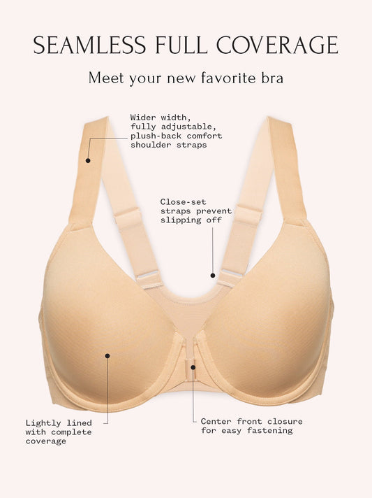 Women's Front-Close Racerback Bra – Soft, Seamless & Wire-Free